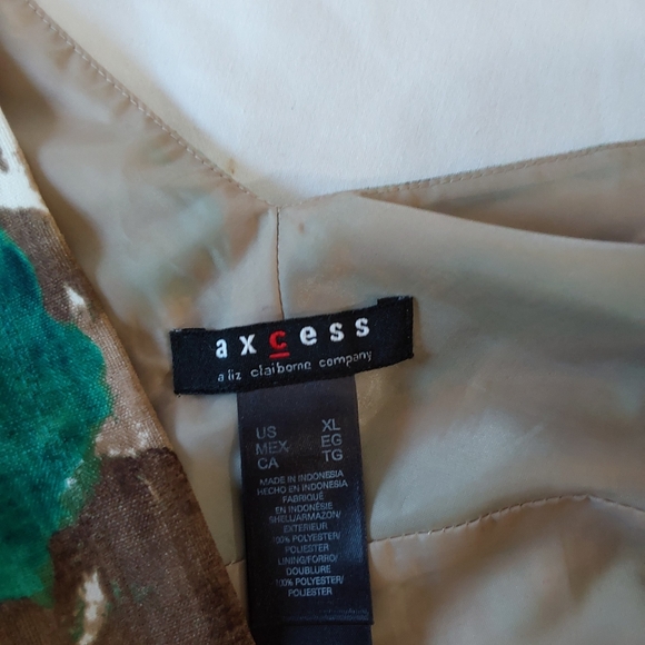 Axcess Liz Claiborne Lined Sleeveless Midi Dress Brown Green Floral XL - Picture 10 of 11